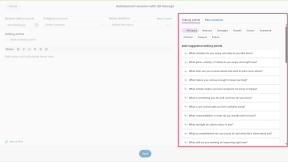 An Advisement session for a student is open. The Talking point tab is open and highlighted.